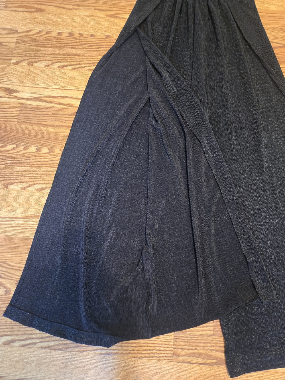 Black Metallic Tulip Wide-Leg Jumpsuit By Unknown Sz L - Picture 2 of 7